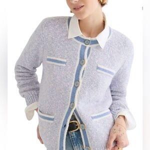 J.Crew Marled Sweater Lady Jacket in Lilac/Blue/White Seascape Cardigan Small